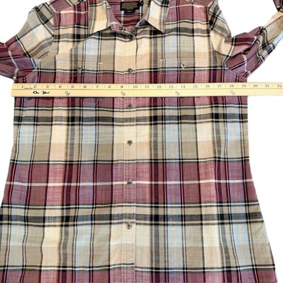 Pendleton Women's Button Front Plaid Shirt Taupe Cream Wine Purple Size Medium - Picture 8 of 11